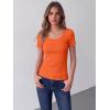 image:imageZeagoo Womens Tops Short Sleeve Scoop Neck Shirts Ribbed Knit Fitted Basic Tees Casual Summer Work ClothesOrange