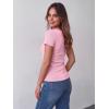 image:imageZeagoo Womens Tops Short Sleeve Scoop Neck Shirts Ribbed Knit Fitted Basic Tees Casual Summer Work ClothesPink