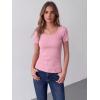 image:imageZeagoo Womens Tops Short Sleeve Scoop Neck Shirts Ribbed Knit Fitted Basic Tees Casual Summer Work ClothesPink