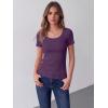 image:imageZeagoo Womens Tops Short Sleeve Scoop Neck Shirts Ribbed Knit Fitted Basic Tees Casual Summer Work ClothesPurple