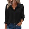 image:imageZeagoo Button Down Shirts for Women 34 Sleeve Tops V Neck Collared Blouses Business Casual OutfitsBlack