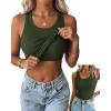 image:imageZeagoo Tank Tops with Built in Bra for Women Sleeveless Crewneck Racerback Ribbed Fitted Tops Basic Summer Clothing 2026Army Green