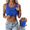 image:imageZeagoo Tank Tops with Built in Bra for Women Sleeveless Crewneck Racerback Ribbed Fitted Tops Basic Summer Clothing 2026Blue