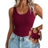 image:imageZeagoo Tank Tops with Built in Bra for Women Sleeveless Crewneck Racerback Ribbed Fitted Tops Basic Summer Clothing 2026Wine Red