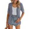 image:imageZeagoo Womens Short Sleeve 2026 Summer Crochet Cropped Cardigan V Neck Button up Bolero Shrug SweaterGrey Blue
