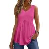 image:imageZeagoo Womens Tops 2026 Flowy Peplum Summer V Neck Babydoll Tank Top Casual Beach Vacation ClothesRose Red