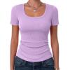 image:imageZeagoo Womens Tops Short Sleeve Scoop Neck Shirts Ribbed Knit Fitted Basic Tees Casual Summer Work ClothesLight Purple