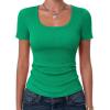 image:imageZeagoo Womens Tops Short Sleeve Scoop Neck Shirts Ribbed Knit Fitted Basic Tees Casual Summer Work ClothesOasis