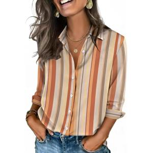 image:imageZeagoo Button Down Shirts for Women 34 Sleeve Tops V Neck Collared Blouses Business Casual OutfitsTw720