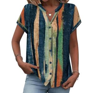 image:imageZeagoo Button Down Shirts for Women Short Sleeve Tops V Neck Collar Blouses Business Casual OutfitsCx289