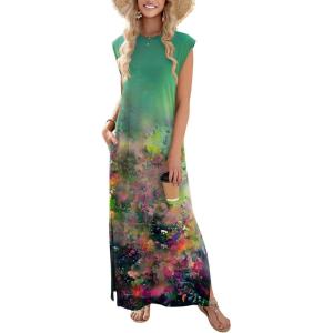 image:imageZeagoo Summer Dresses for Women 2026 Long Maxi Sundresses Loose Split WrinkleFree Beach Travel Vacation ClothesCx322