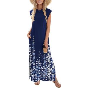 image:imageZeagoo Summer Dresses for Women 2026 Long Maxi Sundresses Loose Split WrinkleFree Beach Travel Vacation ClothesSf119