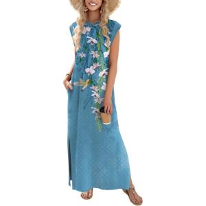 image:imageZeagoo Summer Dresses for Women 2026 Long Maxi Sundresses Loose Split WrinkleFree Beach Travel Vacation ClothesZw89