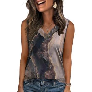 image:imageZeagoo Tank Top for Women V Neck Loose Fit Sleeveless Summer Tops Business Casual Outfits Dressy Blouses ShirtsMulticolorcx278