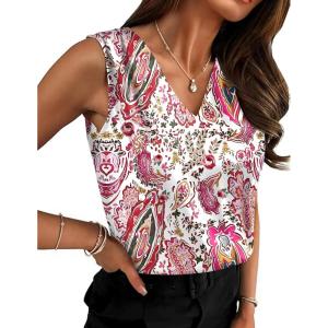 image:imageZeagoo Womens Silk Satin Camisole Tank Tops V Neck Pleated Dressy Casual Sleeveless Blouses Summer Business Work ShirtsCx244