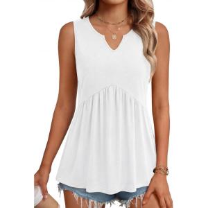image:imageZeagoo Womens Tank Tops Sleeveless Peplum V Neck Babydoll Casual Flowy Boho Beach Summer ShirtsWhite