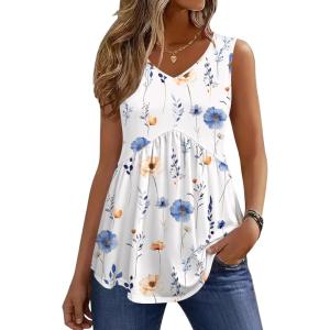 image:imageZeagoo Womens Tops 2026 Flowy Peplum Summer V Neck Babydoll Tank Top Casual Beach Vacation ClothesBf290