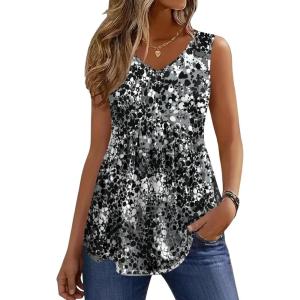 image:imageZeagoo Womens Tops 2026 Flowy Peplum Summer V Neck Babydoll Tank Top Casual Beach Vacation ClothesCx273