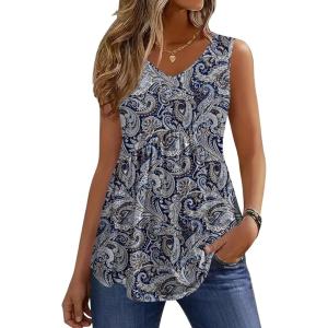 image:imageZeagoo Womens Tops 2026 Flowy Peplum Summer V Neck Babydoll Tank Top Casual Beach Vacation ClothesMz473