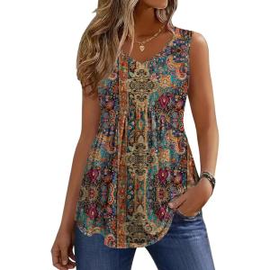 image:imageZeagoo Womens Tops 2026 Flowy Peplum Summer V Neck Babydoll Tank Top Casual Beach Vacation ClothesMz721