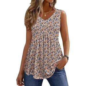 image:imageZeagoo Womens Tops 2026 Flowy Peplum Summer V Neck Babydoll Tank Top Casual Beach Vacation ClothesXh498