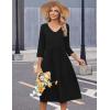 image:imageZeagoo Summer Dresses for Women 2026 34 Sleeve Womens Dress Casual Midi Tshirt Dresses with Pockets SemiFormal Sundress01 Solid Black