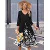 image:imageZeagoo Summer Dresses for Women 2026 34 Sleeve Womens Dress Casual Midi Tshirt Dresses with Pockets SemiFormal SundressBlack Floral