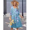 image:imageZeagoo Summer Dresses for Women 2026 34 Sleeve Womens Dress Casual Midi Tshirt Dresses with Pockets SemiFormal SundressBlue Floral