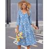 image:imageZeagoo Summer Dresses for Women 2026 34 Sleeve Womens Dress Casual Midi Tshirt Dresses with Pockets SemiFormal SundressBlue Floral Xh41