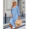image:imageZeagoo Summer Dresses for Women 2026 34 Sleeve Womens Dress Casual Midi Tshirt Dresses with Pockets SemiFormal SundressBlue Floral Xh41