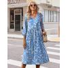 image:imageZeagoo Summer Dresses for Women 2026 34 Sleeve Womens Dress Casual Midi Tshirt Dresses with Pockets SemiFormal SundressBlue Floral Xh41