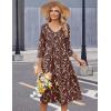 image:imageZeagoo Summer Dresses for Women 2026 34 Sleeve Womens Dress Casual Midi Tshirt Dresses with Pockets SemiFormal SundressCoffee Floral
