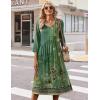 image:imageZeagoo Summer Dresses for Women 2026 34 Sleeve Womens Dress Casual Midi Tshirt Dresses with Pockets SemiFormal SundressGreen Floral
