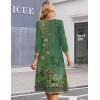 image:imageZeagoo Summer Dresses for Women 2026 34 Sleeve Womens Dress Casual Midi Tshirt Dresses with Pockets SemiFormal SundressGreen Floral
