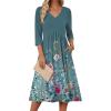 image:imageZeagoo Summer Dresses for Women 2026 34 Sleeve Womens Dress Casual Midi Tshirt Dresses with Pockets SemiFormal SundressGreen Grey