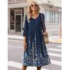 image:imageZeagoo Summer Dresses for Women 2026 34 Sleeve Womens Dress Casual Midi Tshirt Dresses with Pockets SemiFormal SundressNavy Floral