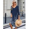 image:imageZeagoo Summer Dresses for Women 2026 34 Sleeve Womens Dress Casual Midi Tshirt Dresses with Pockets SemiFormal SundressNavy Floral