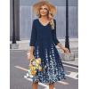 image:imageZeagoo Summer Dresses for Women 2026 34 Sleeve Womens Dress Casual Midi Tshirt Dresses with Pockets SemiFormal SundressNavy Floral