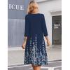 image:imageZeagoo Summer Dresses for Women 2026 34 Sleeve Womens Dress Casual Midi Tshirt Dresses with Pockets SemiFormal SundressNavy Floral