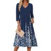 image:imageZeagoo Summer Dresses for Women 2026 34 Sleeve Womens Dress Casual Midi Tshirt Dresses with Pockets SemiFormal SundressNavy Floral
