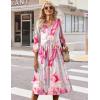 image:imageZeagoo Summer Dresses for Women 2026 34 Sleeve Womens Dress Casual Midi Tshirt Dresses with Pockets SemiFormal SundressPink
