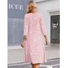 image:imageZeagoo Summer Dresses for Women 2026 34 Sleeve Womens Dress Casual Midi Tshirt Dresses with Pockets SemiFormal SundressPink Floral
