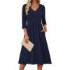 image:imageZeagoo Summer Dresses for Women 2026 34 Sleeve Womens Dress Casual Midi Tshirt Dresses with Pockets SemiFormal SundressSolid Navy