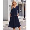 image:imageZeagoo Summer Dresses for Women 2026 34 Sleeve Womens Dress Casual Midi Tshirt Dresses with Pockets SemiFormal SundressSolid Navy