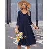 image:imageZeagoo Summer Dresses for Women 2026 34 Sleeve Womens Dress Casual Midi Tshirt Dresses with Pockets SemiFormal SundressSolid Navy