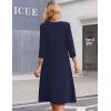 image:imageZeagoo Summer Dresses for Women 2026 34 Sleeve Womens Dress Casual Midi Tshirt Dresses with Pockets SemiFormal SundressSolid Navy
