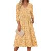 image:imageZeagoo Summer Dresses for Women 2026 34 Sleeve Womens Dress Casual Midi Tshirt Dresses with Pockets SemiFormal SundressYellow Floral