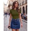 image:imageZeagoo Women Short Sleeve Tops Crewneck Ribbed Knit Fitted Tshirts Dressy Casual Basic Tee 2026 Summer ClothesArmy Green