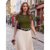image:imageZeagoo Women Short Sleeve Tops Crewneck Ribbed Knit Fitted Tshirts Dressy Casual Basic Tee 2026 Summer ClothesArmy Green