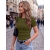 image:imageZeagoo Women Short Sleeve Tops Crewneck Ribbed Knit Fitted Tshirts Dressy Casual Basic Tee 2026 Summer ClothesArmy Green